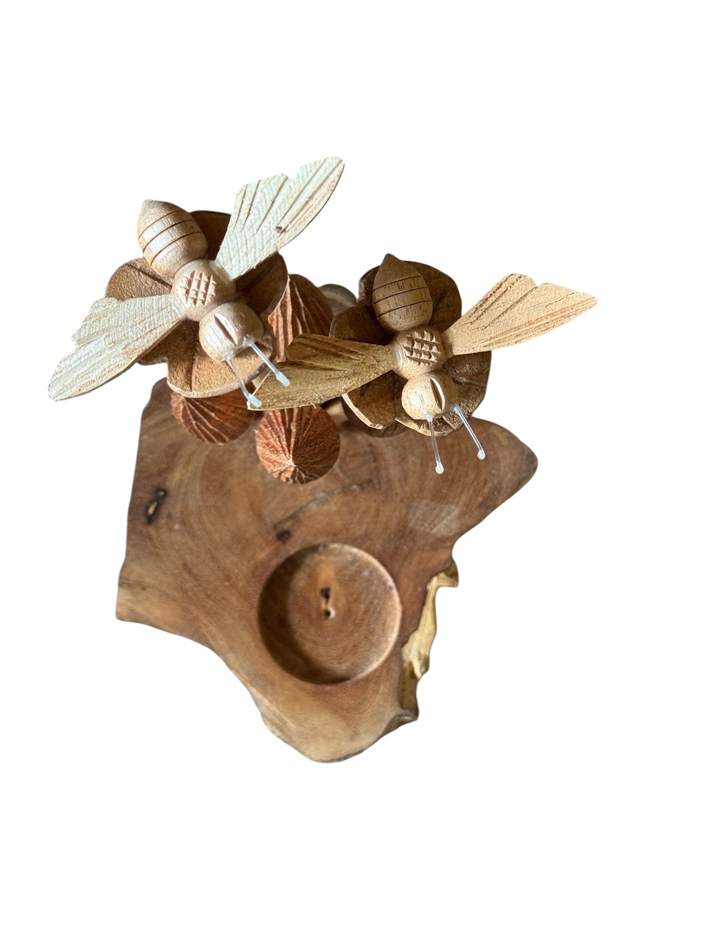Plateau met theelicht, paddenstoelen, bloemen & bijtjes – 15 cm