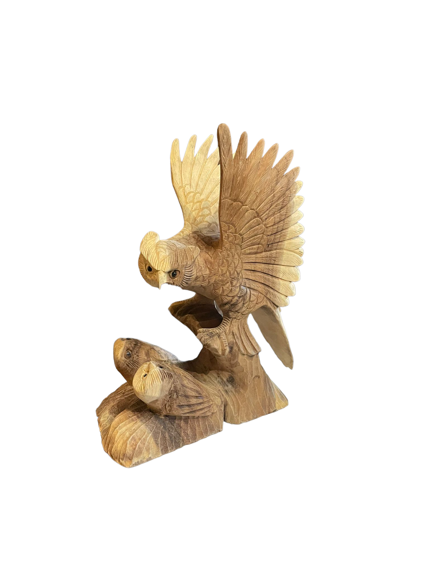 Uil met baby's suar wood 40cm