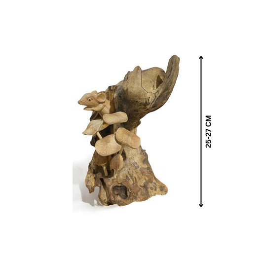 Muis met paddenstoelen op stronk – ca. 25–27 cm