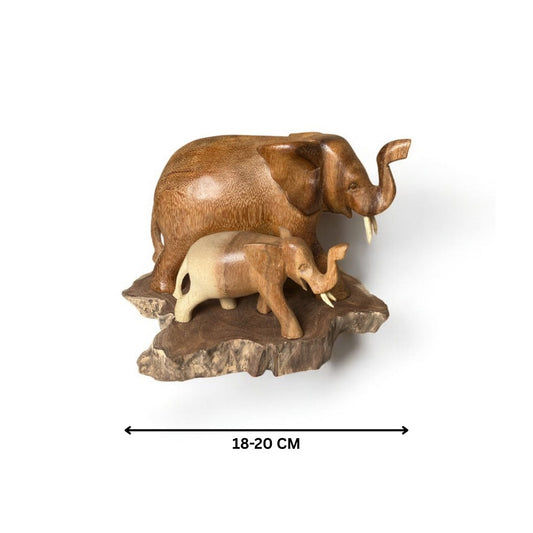 Olifant groot &amp; klein op plateau – 20 cm