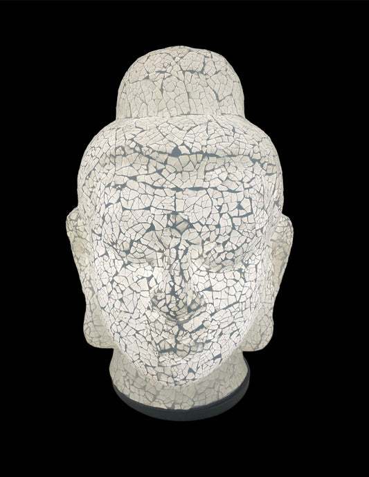 Mozaiek lamp boeddha head white 30cm